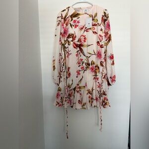 Tinsel Floral Dress with Red and Green Accents